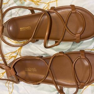 Brown leather Vero Michael Kors lace up sandals. Size 8.5